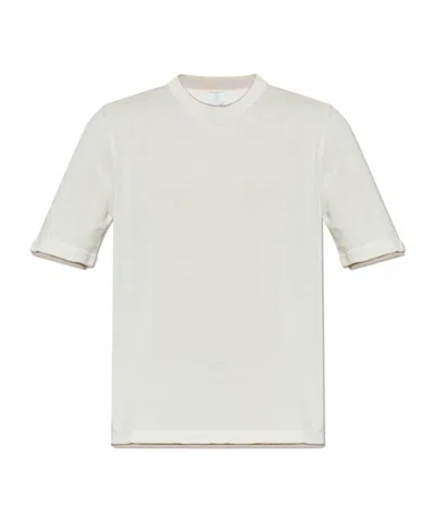 Eleventy Short-sleeve Knitted T-shirt In White