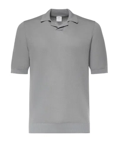 Eleventy Short-sleeve Knit Polo Top In Gray
