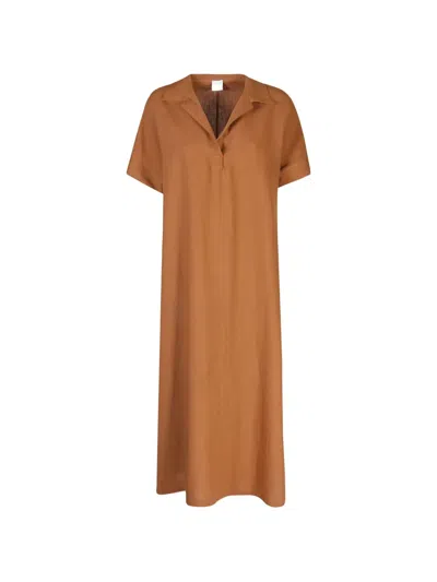 Eleventy Woman Maxi Dress Brown Size 2 Linen In Neutral
