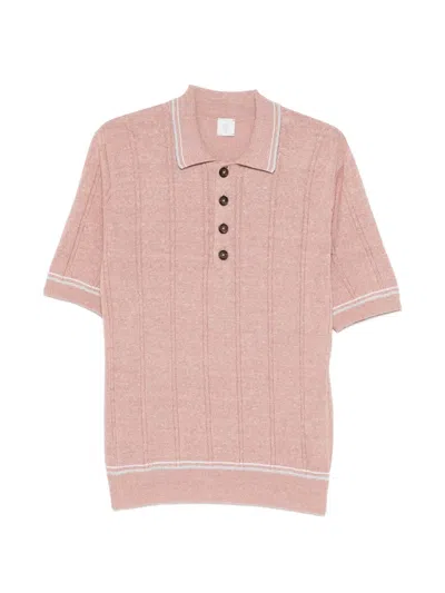 Eleventy Short-sleeved Knit Polo Shirt In Pink