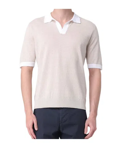 Eleventy Short-sleeved Knit Polo Shirt In Neutral