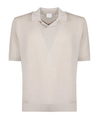 Eleventy Short-sleeve Polo Sweater In Neutral
