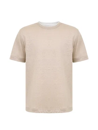 Eleventy Contrast Trim Crew-neck T-shirt In Multi