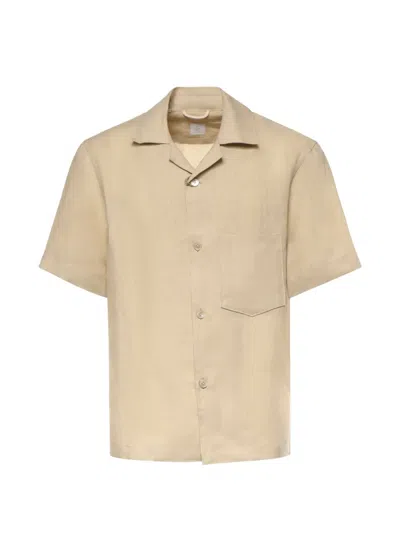 Eleventy Camp-collar Short-sleeve Shirt In Brown