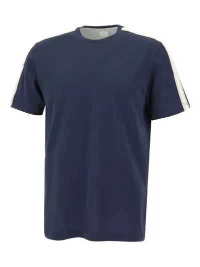 Eleventy Side-stripe T-shirt In Blue