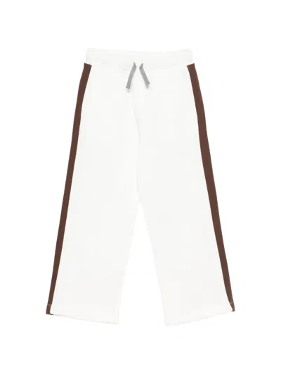 Eleventy Kids' Side-stripe Drawstring Track Pants In White