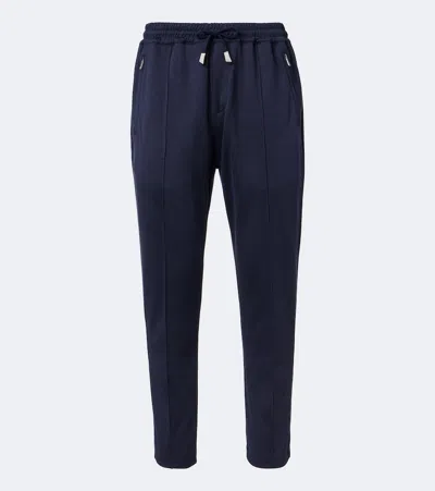 Eleventy Silk And Cotton-blend Sweatpants In Blue