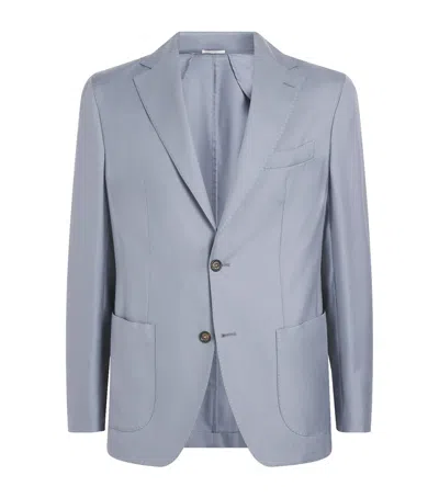 Eleventy Silk-cashmere Blazer In Blue