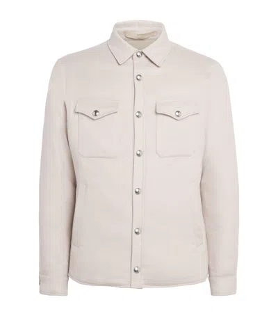 Eleventy Silk-cashmere Padded Overshirt In Neutral
