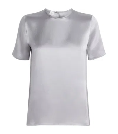 Eleventy Silk Crew-neck T-shirt In Gray