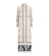 Eleventy Silk Floral Kaftan Maxi Dress In Gray