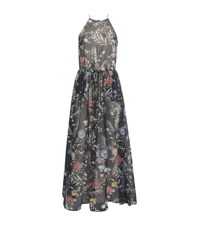 Eleventy Silk Floral Print Maxi Dress In Multi
