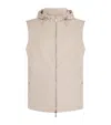 Eleventy Silk Hooded Vest In Neutral
