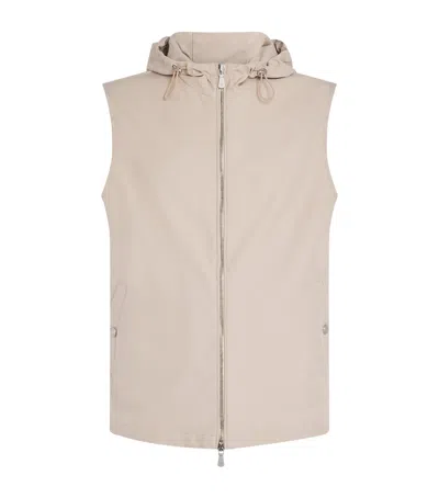 Eleventy Silk Hooded Gilet In Neutral