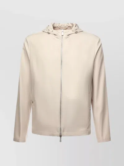 Eleventy Silk Hooded Jacket Long Sleeves In Gray