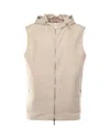 Eleventy Silk Hooded Vest In Sand