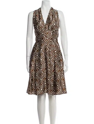 Pre-owned Eleventy Silk Knee-length Dress W/ Tags In Brown