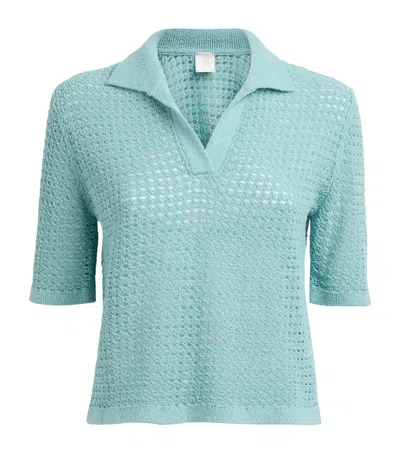 Eleventy Silk Knitted Polo Shirt In Green