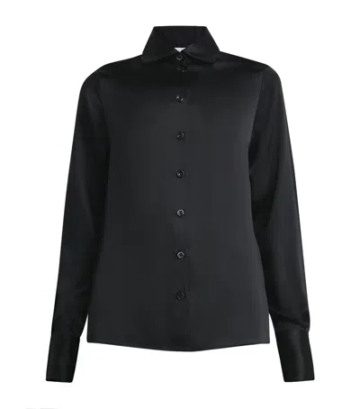 Eleventy Silk Long-sleeve Shirt In Black