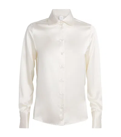 Eleventy Silk Long-sleeve Shirt In White