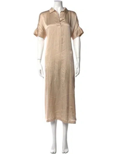 Pre-owned Eleventy Silk Midi Length Dress In Neutrals