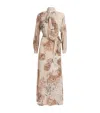 Eleventy Silk Printed Pussybow Maxi Dress In Neutral