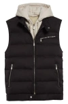 Eleventy Silk Puffer Down Vest With Removable Hooded Bib Inset In Carbon