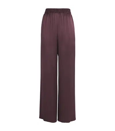 Eleventy Silk Satin Palazzo Trousers In Brown