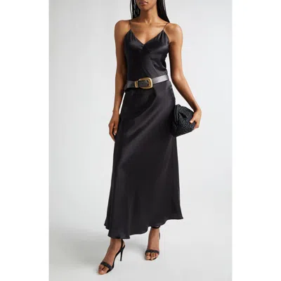 Eleventy Silk Satin Slipdress In Black
