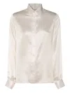 Eleventy Satin Finish Long Sleeve Buttoned Cuffs Top In White