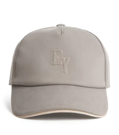 Eleventy Silk Suede-trim Logo Baseball Cap In Green