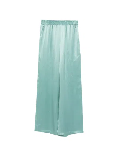 Eleventy Silk Trousers In Green