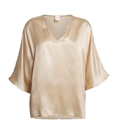 Eleventy Silk V-neck Blouse
