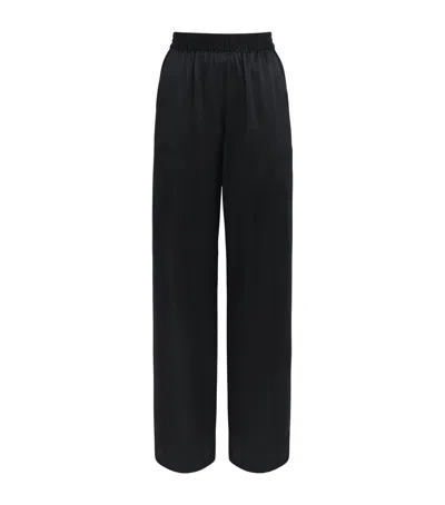 Eleventy Silk Wide-leg Trousers In Black