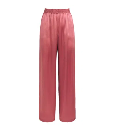 Eleventy Silk Wide-leg Trousers In Red