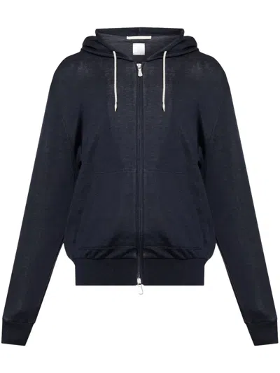 Eleventy Silk-blend Jersey Hoodie In Blue