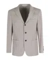 Eleventy Sand Wool Cashmere Blend Single-breasted Jacket In Gray