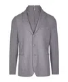 Eleventy Single-breasted Wool Jacket With Ribbed Detailing In Gray