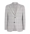 Eleventy Single-breasted Check Blazer In Gray