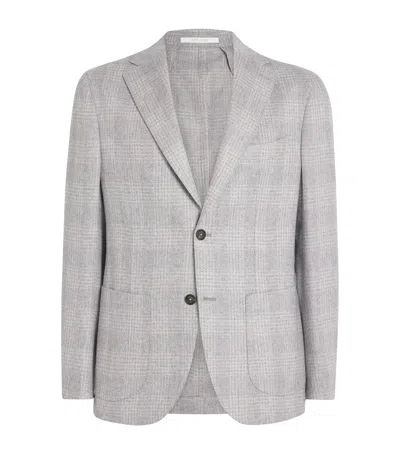 Eleventy Single-breasted Check Blazer In Gray