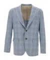 Eleventy Single-breasted Checked Blazer In Blue