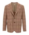 Eleventy Single-breasted Checked Blazer In Brown