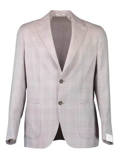 Eleventy Single-breasted Checked Blazer In Gold