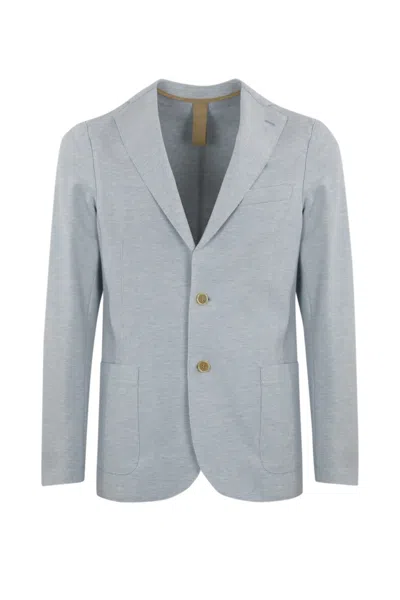 Eleventy Single-breasted Cotton Jacket In Denim
