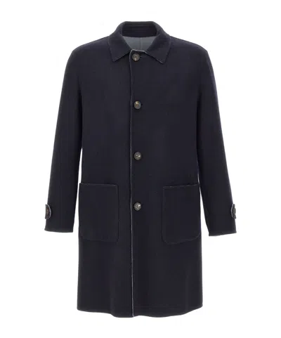 Eleventy Reversible Coat With Back Vent Detail In Blue