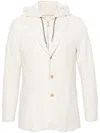 Eleventy Single-breasted Hooded Blazer In 中性色
