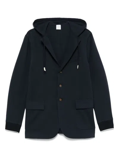 Eleventy Single-breasted Hooded Blazer In Blue