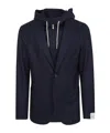 Eleventy Contemporary Single-breasted Jacket With Integrated Hood In Blue