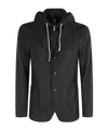 Eleventy Hooded Jacket With Front Pockets And Drawstring In Black