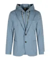 Eleventy Single Breasted Hooded Jacket Sugar In Blue